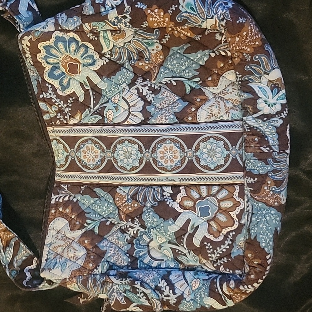 Vera Bradley Floral Brown and Blue Shoulder Bag With Matching Wallet - Picture 6 of 6